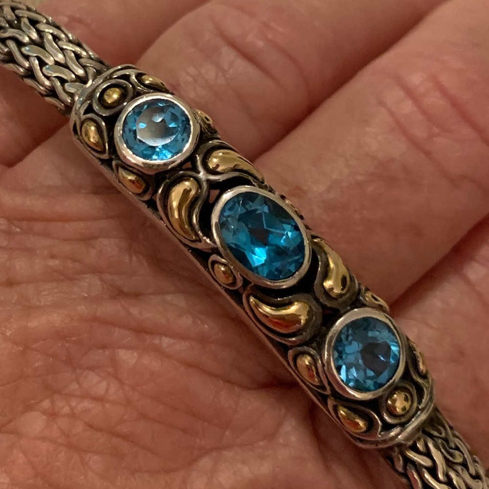 SOLID 925 SILVER &BLUE TOPAZ BRACELET!